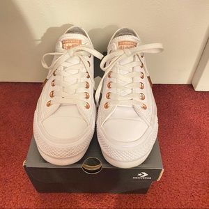 Platform Converse All White w/ Rose Gold Detail